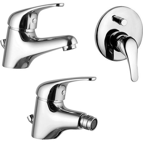 Set rubinetti lavabo, bidet e doccia con deviatore in ottone cromo di Rubinetterie Mariani Linea Astro (1/5)