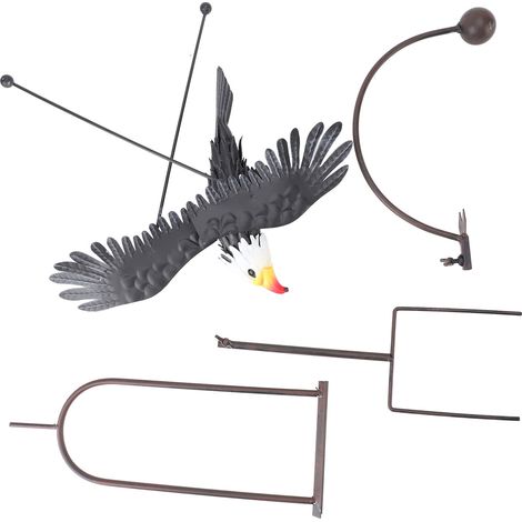 Ornement de jardin d'aigle à tête blanche, Sculpture à vent à bascule d'oiseau en équilibre, fabriquée à la main pour la décoration de cour extérieure (1/5)