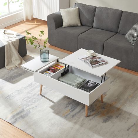 Couchtisch mit Stauraum Flesen 92x52x41 cm Weiß [en.casa]