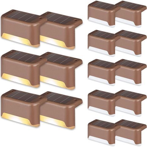 Set of 16 waterproof LED stair lights for outdoor stairs, steps, terraces and decoration (brown, warm white) (1/5)