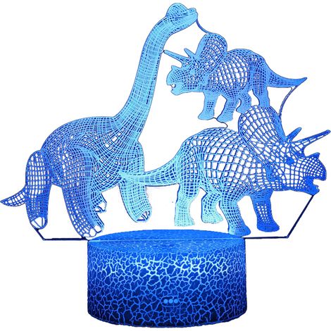 1 Veilleuse 3D Dinosaure, 16 couleurs, télécommande, bouton tactile, chambre enfant (1/5)