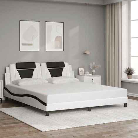 vidaXL Giroletto Viana senza Materasso Bianco e Nero 180x200 cm in Similpelle