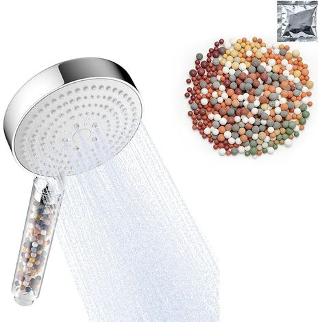 Pommeau Douche Anti Calcaire Chrome, 1 Paquet de Billes Minérales pour Filtre de Pommeau de Douche (1/5)