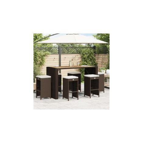 Tabourets de bar jardin coussins lot de 6 marron résine tressée (1/5)