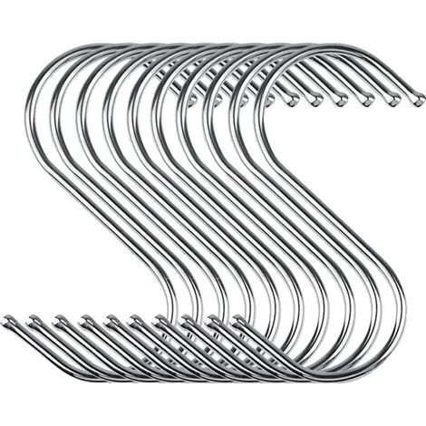 Ganci appendiabiti a forma di S, in acciaio inossidabile resistente, 9 cm, 50 pezzi (1/2)