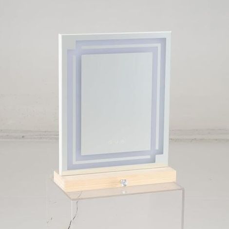 COSTWAY Miroir Maquillage Lumineux 54 x 41 cm, 3 Couleurs d'Éclairage