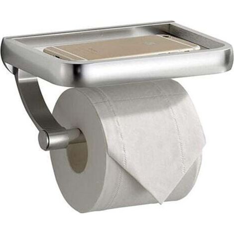 Toilettenpapierhalter, Toilettenpapierspender mit Ablage, für Küche und Bad, Silber