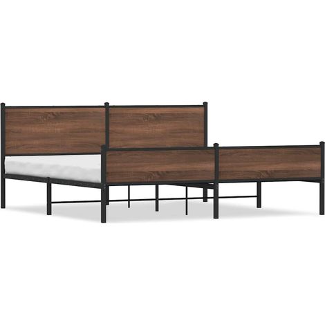 Maison Exclusive - Cadre de lit en métal sans matelas chêne marron 200x200 cm (1/5)