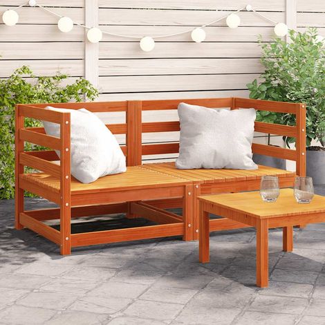Canapés d'angle de jardin cire marron 2 pcs bois de pin massif vidaXL