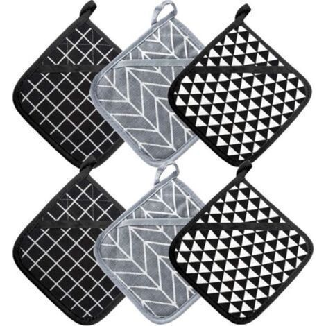 Hitzebeständige Ofenhandschuhe und Topflappen (200 °C), dickes Ofenhandschuh-Set aus recycelter Baumwolle, gefüllt mit Baumwolle, Küchenhandschuhe zum Kochen und Backen, 17 cm x 17 cm (mehrfarbig, 2 S