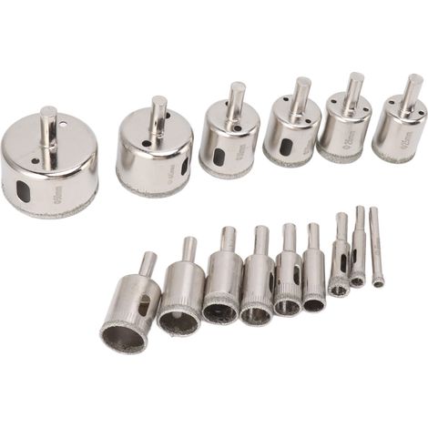 Set de 15 trépans diamantés 6-50mm, scie cloche pour carrelage, verre, céramique, marbre et porcelaine - forets à carotte diamant (1/5)