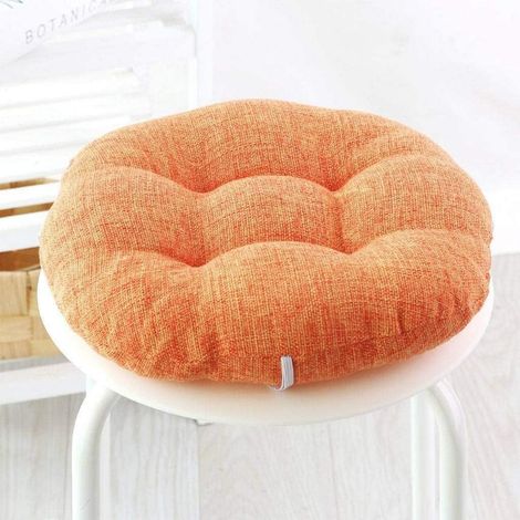 Coussin en lin, épais et rond, doux et respirant, idéal pour les chaises de salle à manger, de bureau ou les tatamis. Diamètre : 40 cm. (1/4)