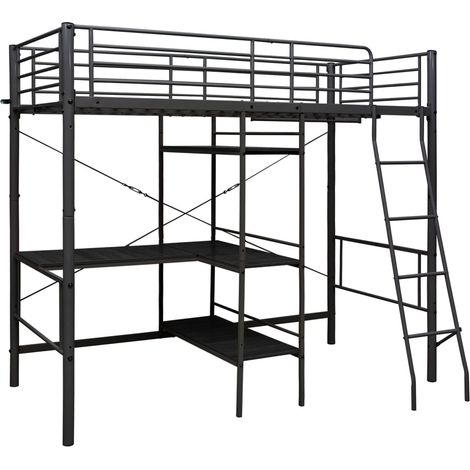 Maison Exclusive - Etagenbett mit Tischrahmen Schwarz Metall 90x2
