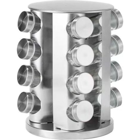 Porte-épices Rotatif avec 16 Bocaux Rotation à 360° Organisateur D'épices Porte-épices en Acier Inoxydable Contenants D'épices Organisateur pour Comptoir de Cuisine, Cabinet (1/5)