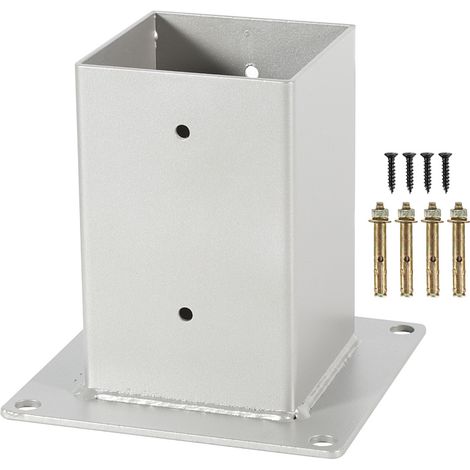Wolketon Aufschraubhülse Pfostenträger 90x90 mm, 4er Set Pfostenschuh für Vierkant- & Holzpfosten, Bodenhülse für Zaun, Carport & Pergola