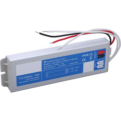 Wasserdichtes LED-Netzteil, Treiber-Konverter, 180–264 V AC Eingang, konstante Spannung 60 W, Ausgang 12 V DC, 5 A (1/5)