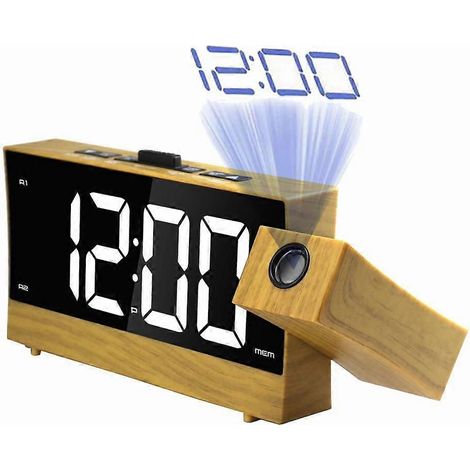 Réveil radio à projection LED, réveil numérique avec minuterie de sommeil réglable (prise UE 100–240 V) (1/5)