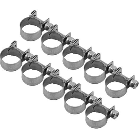 Lot de 10 mini colliers de serrage en acier inoxydable pour tuyaux de carburant, diamètres au choix : 6 à 20 mm. (1/5)