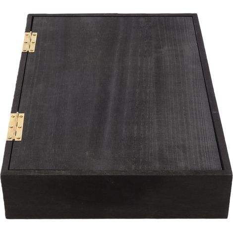 Étagère flottante avec compartiment secret, rangement polyvalent en bois noir pour objets décoratifs, parfums et objets de collection (1/5)