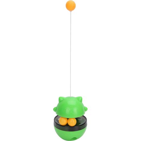 Distributeur de nourriture pour chats avec fuite, en ABS, à roulettes, pour l'entraînement à la balle (jouet interactif vert). (1/5)