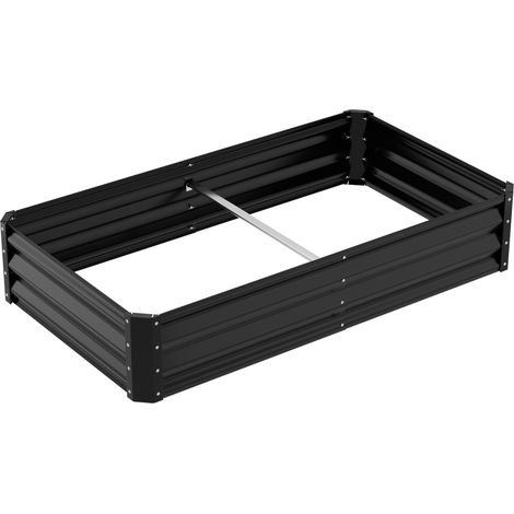 SWANEW Jardinière surélevée 160x90x30 cm Lit de Jardin Metal Galvanise Bac de Plantation avec Base Ouverte pour Cultiver Fleurs Vegetaux Herbes Plantes Grasses Jardin Terrasse Patio Balcon Noir (1/5)