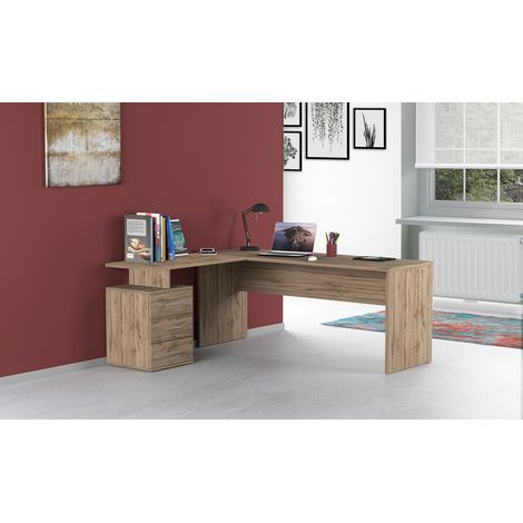 Bureau d'angle moderne chêne wotan Sevina (1/5)