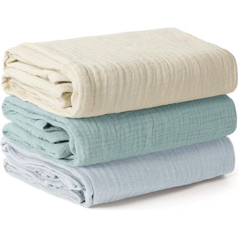 Couverture d'emmaillotage pour bébé, grande couverture d'emmaillotage 100 x 100 cm, ultra-douce et absorbante pour la peau, couverture en mousseline pour bébés (filles et garçons), lot de 3 (1/5)