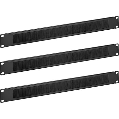 Lot 3 Passe-câble, Brosse anti-poussière nylon, Panneau horizontal 1U, Pour rack standard 19 pouces, Gestion câbles armoire