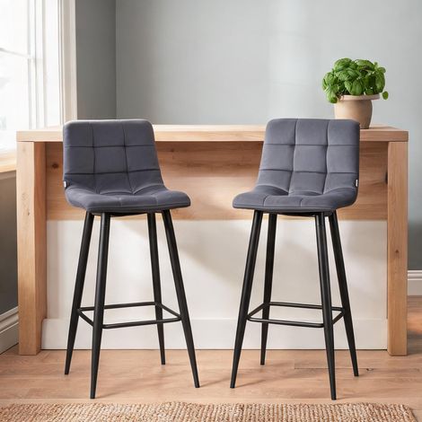 Tabouret de bar gris en terciopelo Acero 42 x 55 x 103 cm (1/5)