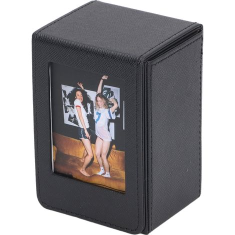 Boîte de rangement pour photos (50 feuilles) en PVC noir, grande capacité, format 7,6 cm (3 pouces). (1/5)