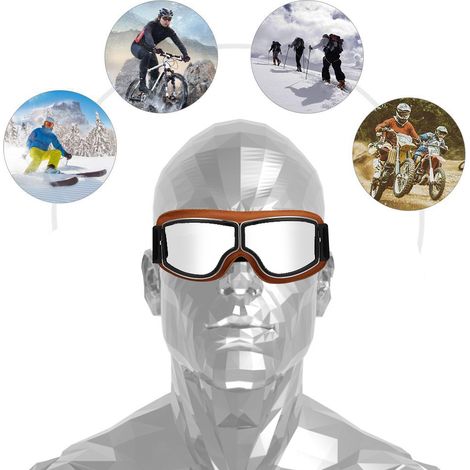 Lunettes de protection moto anti-poussière pour cycliste et scooter (verre teinté argent) (1/5)