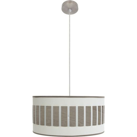 FABRILAMP Hängeleuchte Ivanna 1xe27 Nickel/Weiß-Holz Grau Regx40x40 Cm (1/2)