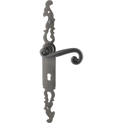 Poignées de porte fer forgé COQ vieil argent 330X36 mm Trou de clé L - SECURY-T (1/4)