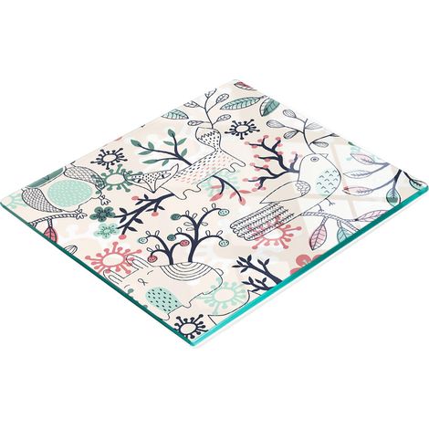 Tagliere decorativo in vetro temperato con motivi di animali e fiori, 60x52 cm (1/5)