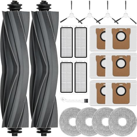 Lot de 21 accessoires pour robot aspirateur Dreame L20 Ultra, kit de rechange pour robot aspirateur Dreame L20 Ultra, 2 brosses principales, 6 sacs à poussière, 4 tampons de nettoyage, 4 filtres HEPA (1/5)