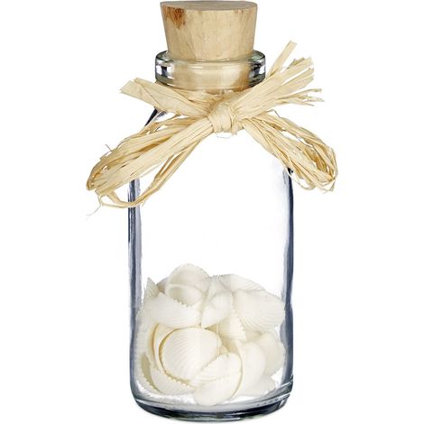 Set di 5 bottiglie decorative in stile marino atmosfera da spiaggia 10 x 25 cm in vetro trasparente 130008036