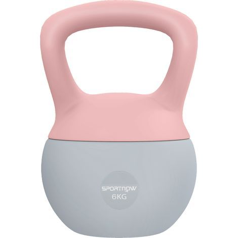 Kettlebell de 6 kg con mango antideslizante para fitness, musculación y cardio, 19 x 19 x 28 cm, color rosa (1/5)