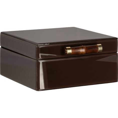 Boîte de rangement brillante au style chic - marron foncé (1/5)