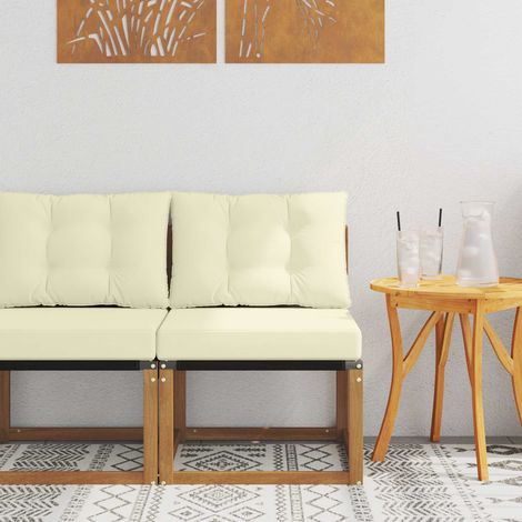 vidaXL Outdoor Middle sofa Solid Acacia Wood and Textilene Fabric