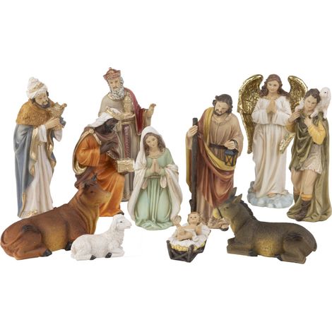 Dekofiguren Weihnachtskrippe Polyresin bunt 11 Stück