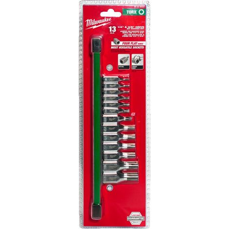 MILWAUKEE ZESTAW NASADEK TRZPIENIOWYCH 13 szt. 1/4+3/8 TORX