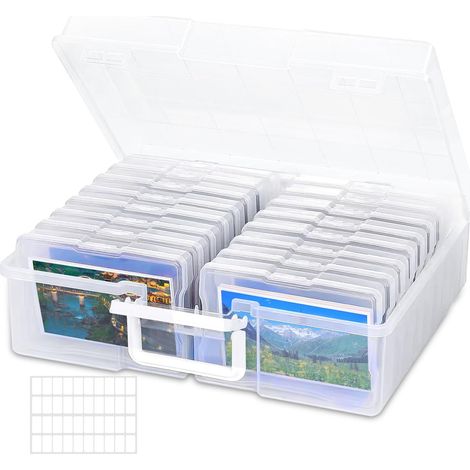Boîtes de Rangement Photos —16 Compartiments Intérieurs pour Photos Transparentes —Mallette de rangement Portable avec D'étiquettes Autocollantes —pour Photos —Graines,Fournitures de Bureau (1/5)