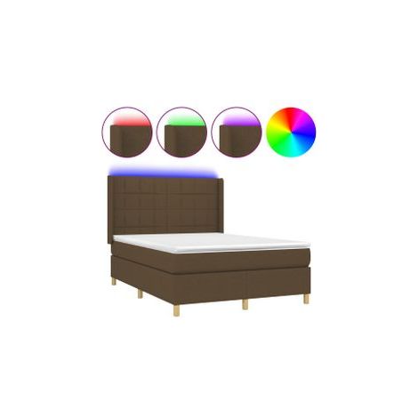 Sommier à lattes de lit matelas et LED Marron foncé 140x200 (1/5)