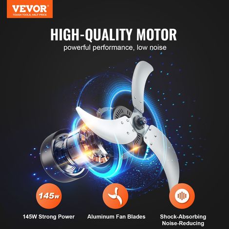 Ventilateur à Tambour Industriel 0,6 m Haute Vitesse Utilisation Commerciale, 3 Vitesses Réglables, Débit d'Air 8700 CFM, Inclinaison Réglable à 360°, pour Entrepôt, Atelier, Usine, Sous-sol (1/5)