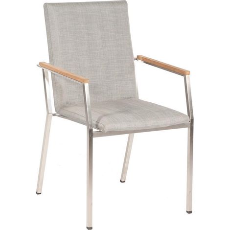 Stapelsessel Superior Edelstahl / Textil gewebe silbergrau (Quick-Dry-Foam) Sonne