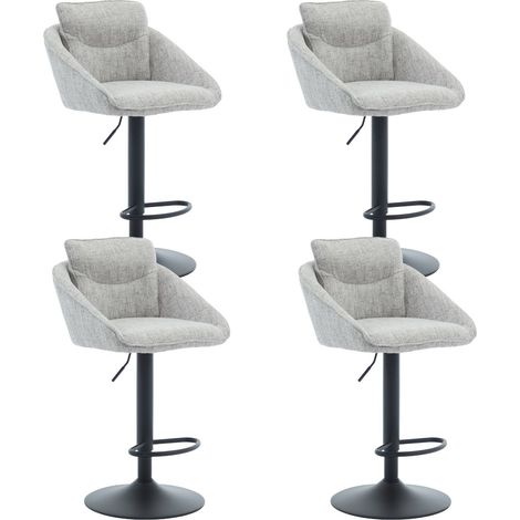 Lot de 4 Tabourets de Bar Moderne Chaise Haute Cuisine Réglable en Hauteur et Repose-Pieds, Chaise de Bar Tissu pour Cuisine, Gris, Wahson (1/5)