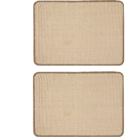 Tapis Griffoir Chat - Sisal Naturel - Antidérapant Horizontal et Vertical - Pour Mur et Coin - 50 x 30 cm - 2 Pièces