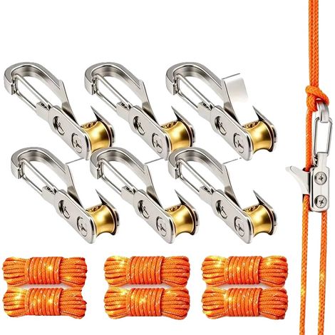 Riemenspanner, leichtes Aluminium, Schnellverschluss-Design, 6 Seil 6 Haken (1/2)