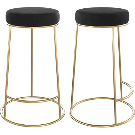 Set de 2 sillas para isla de cocina de terciopelo negro 63 cm - Kendal