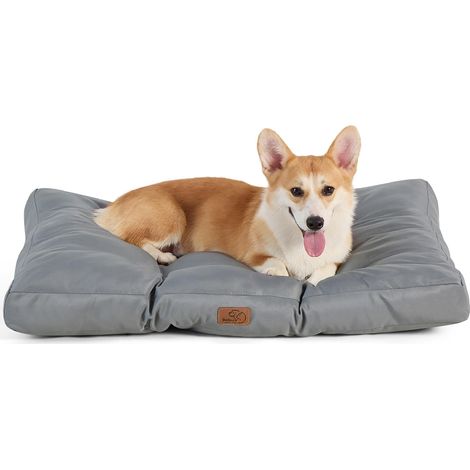 Matelas Chien Imperméable Taille Moyenne, 76x50x8 cm Gris Tissu Oxford, Lavable, coussin plat pour cage, matelas chien extérieur taille moyenne, pliable et facile à transporter (1/5)